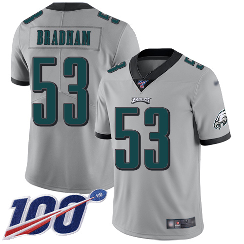Men Philadelphia Eagles #53 Nigel Bradham Limited Silver Inverted Legend NFL Jersey 100th Season Football->philadelphia eagles->NFL Jersey